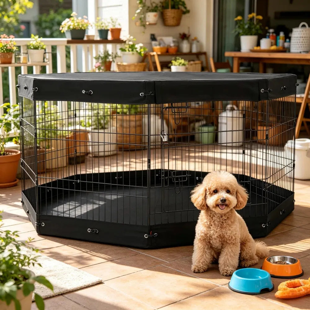 Playpen with the top cover fitted