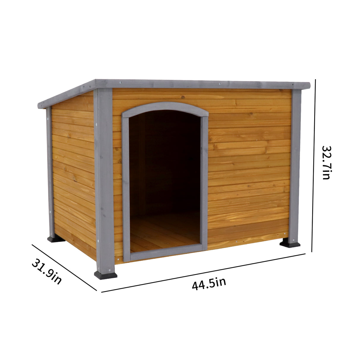 Dimension diagram for the 44 inch wooden dog house