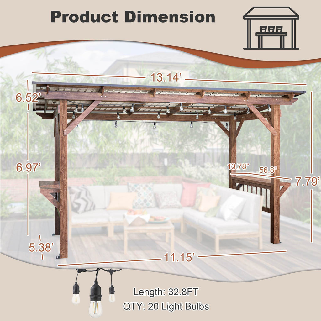 Dimension drawing: 13.14 feet by 6.5 feet, 6.97 to 7.79 feet tall, with a 32.8 foot string of 20 bulbs