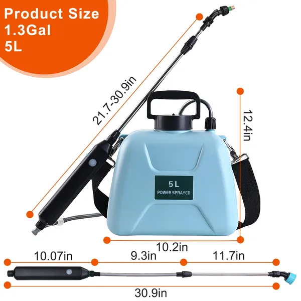 Supplier dimension drawing showing tank size and wand reach