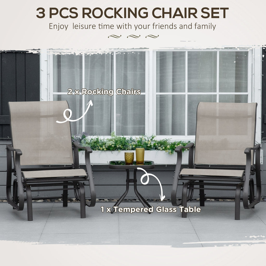 Glider set tea table with tempered glass top