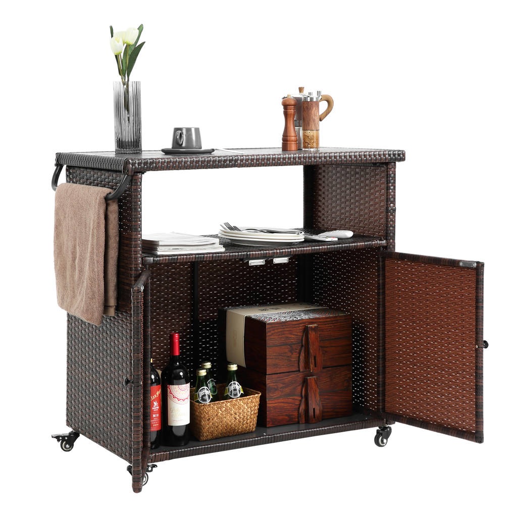 Bar cart counter top and shelving