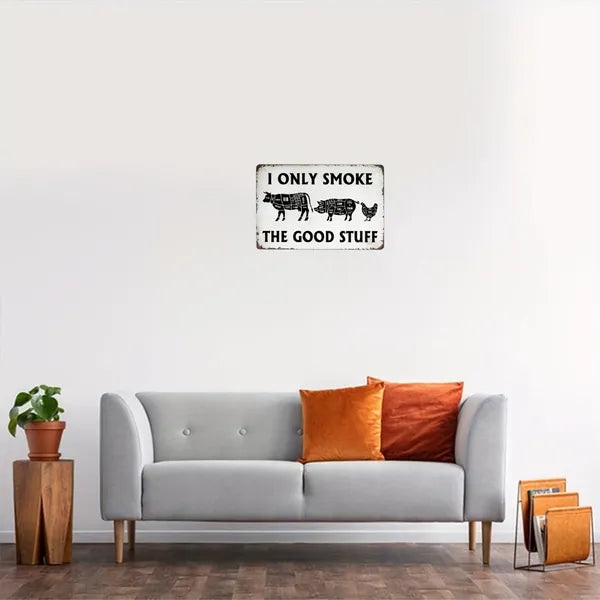 The sign hung on a wall