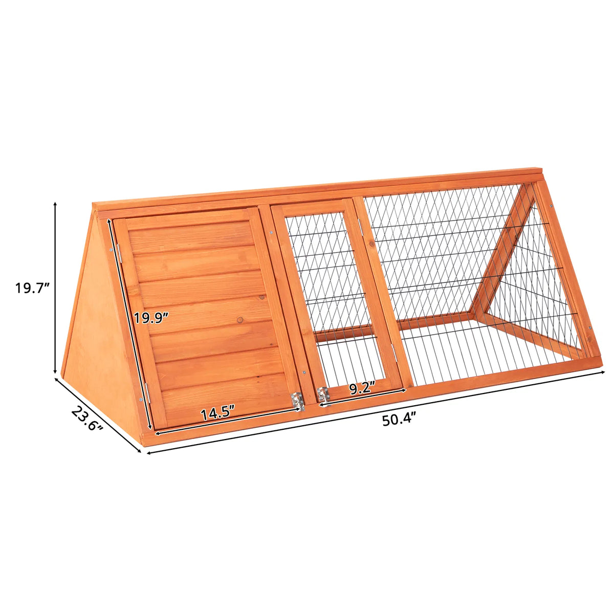 A-frame hutch showing the wire run