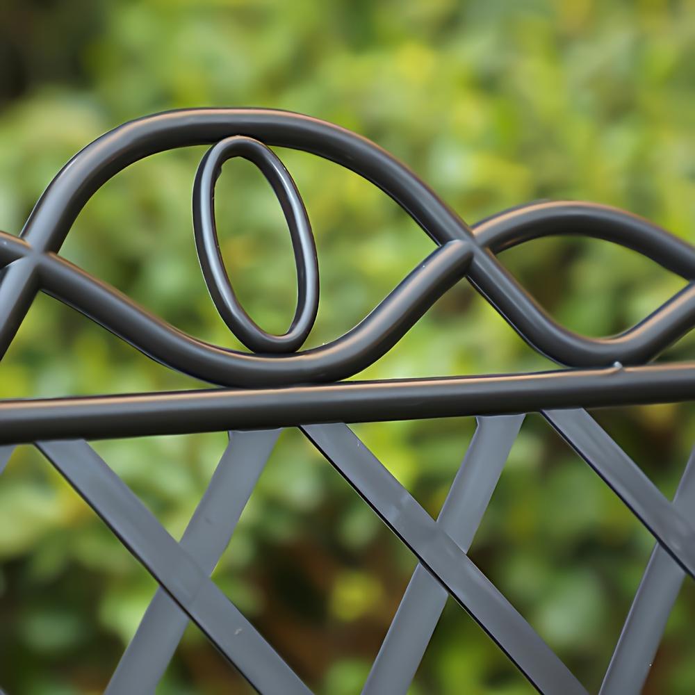 Close view of the black scrolled panel top