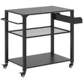 Three-tier outdoor grill cart on wheels