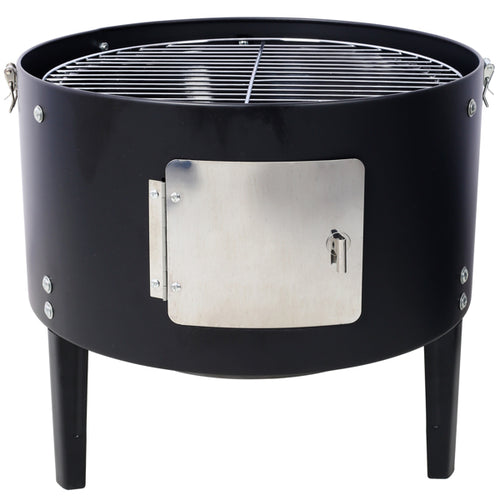 Charcoal smoker with lid removed