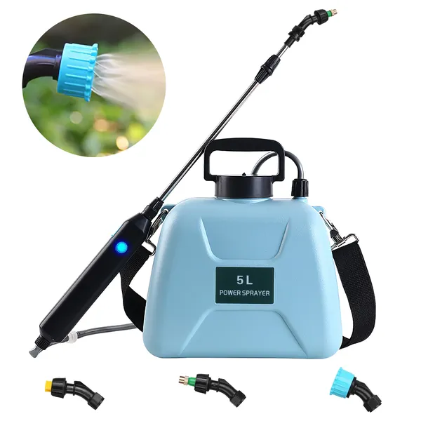 The sprayer with a close view of the spray pattern