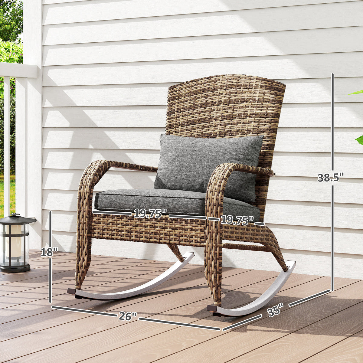 Rocking chair against house siding