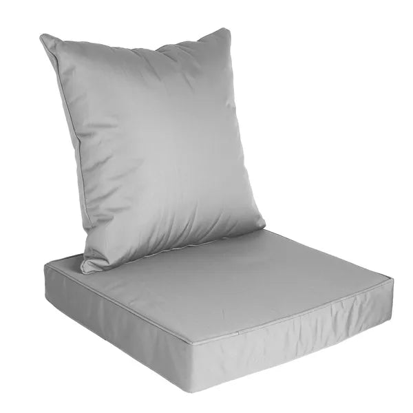 Deep seat cushion and back pillow set in silver grey