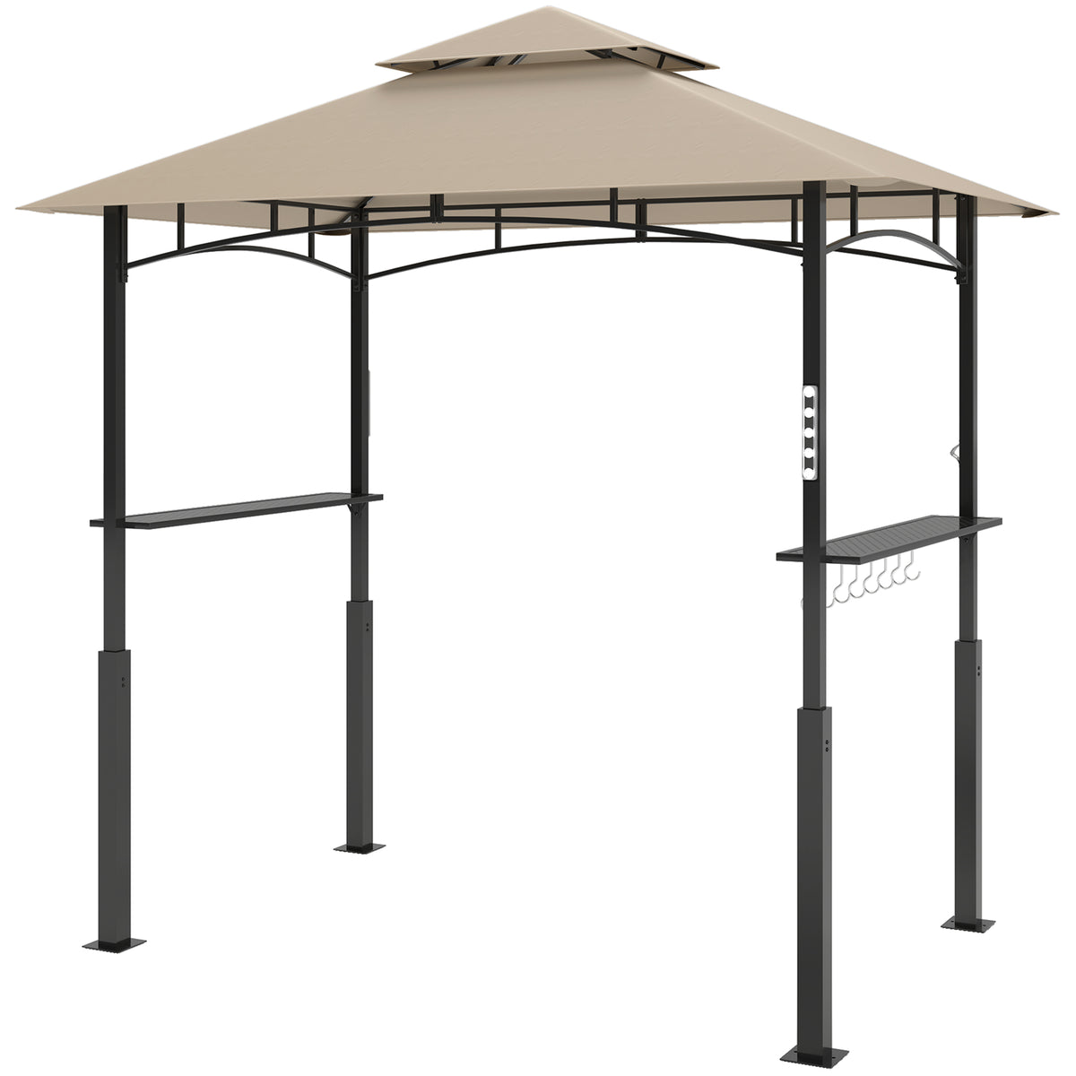 The gazebo on a plain background showing the double-tier roof and shelf