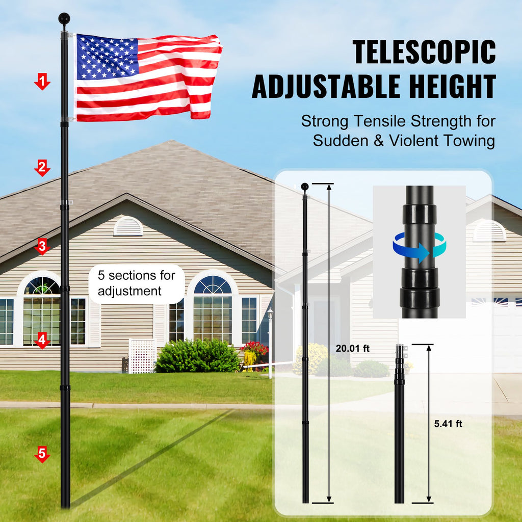 Supplier diagram showing the telescoping height adjustment