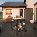 Folding outdoor grill cart with two shelves and work top