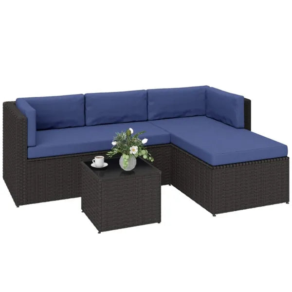 The sectional and glass table on a plain background