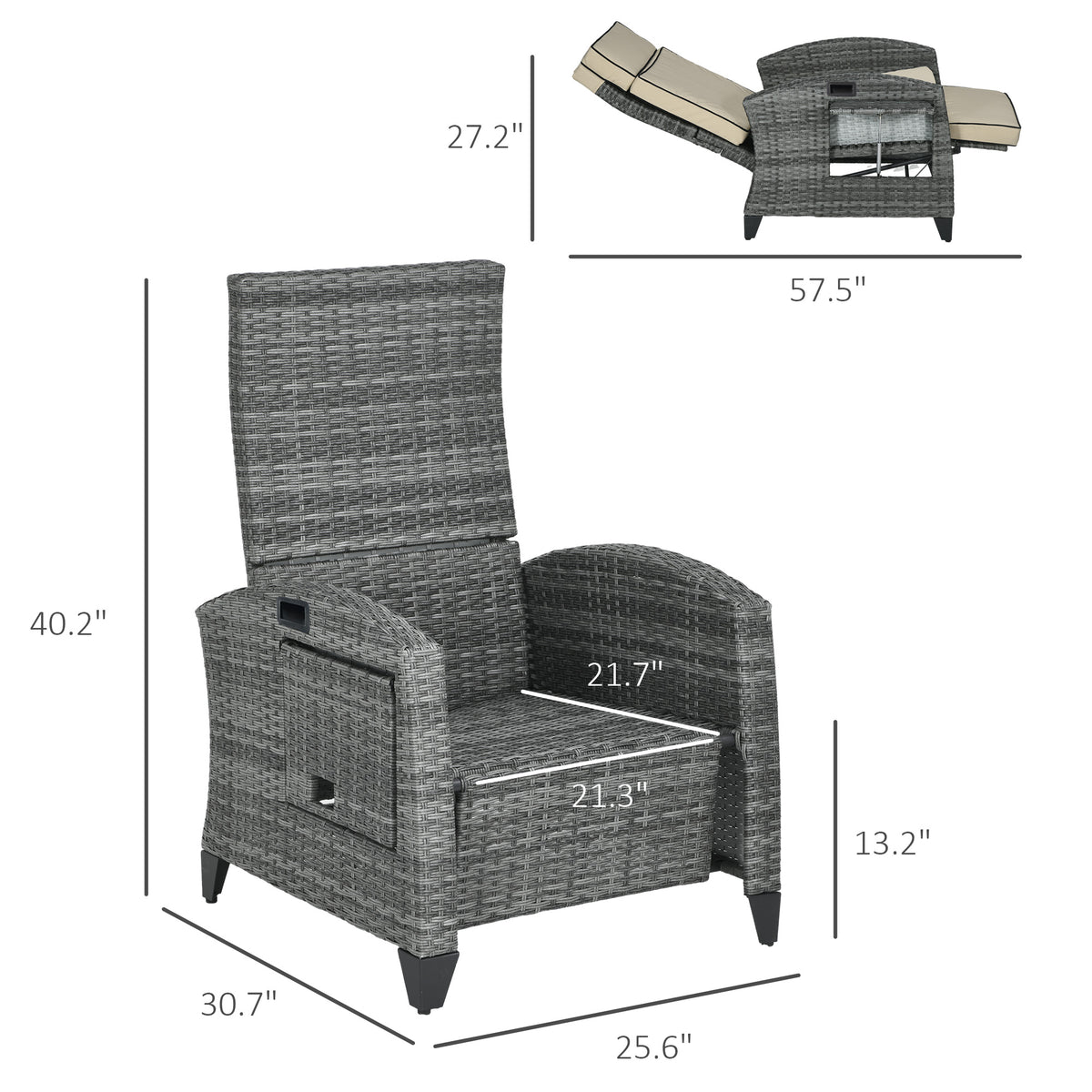 Supplier dimension drawing for the recliner