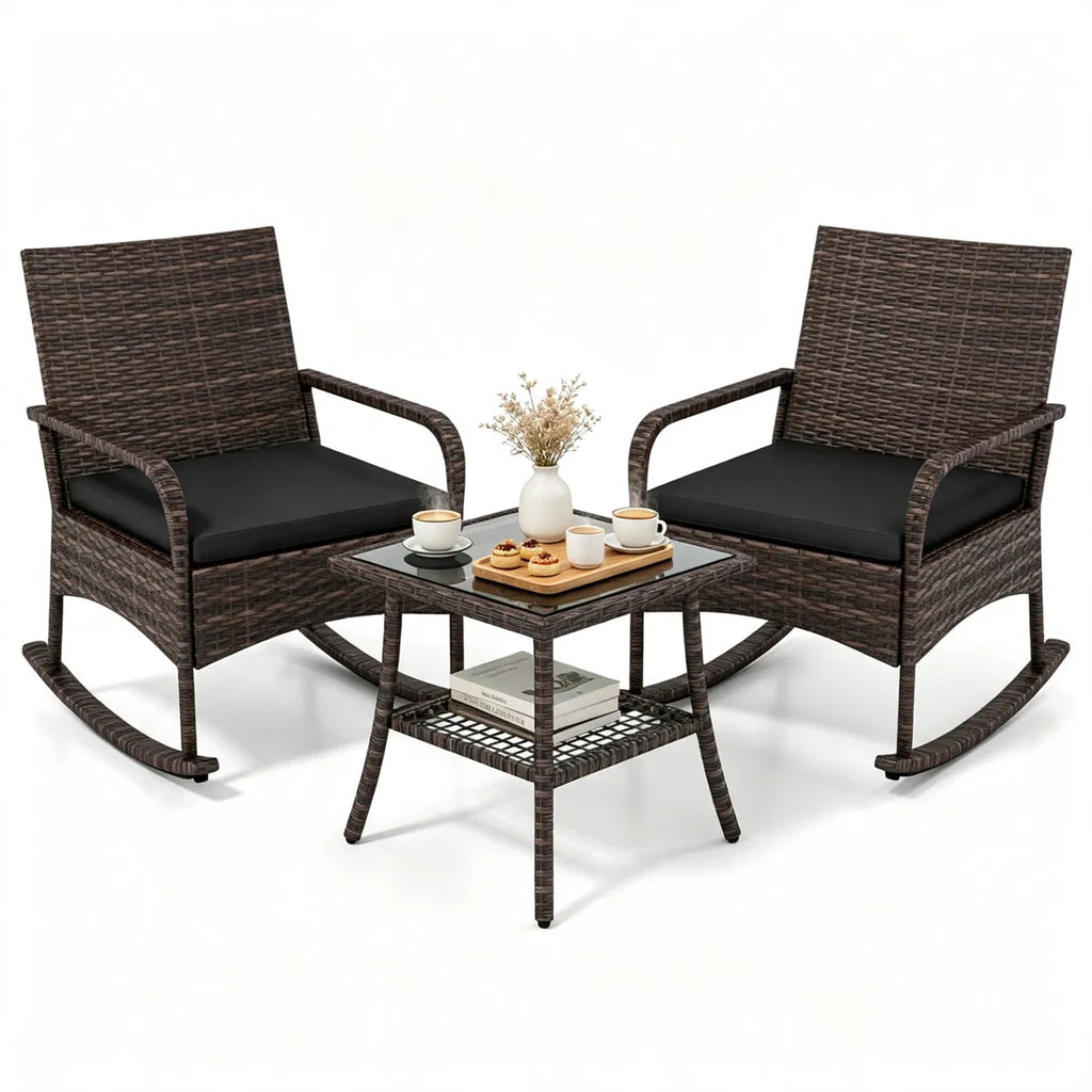 Same rocking chair set with black cushions