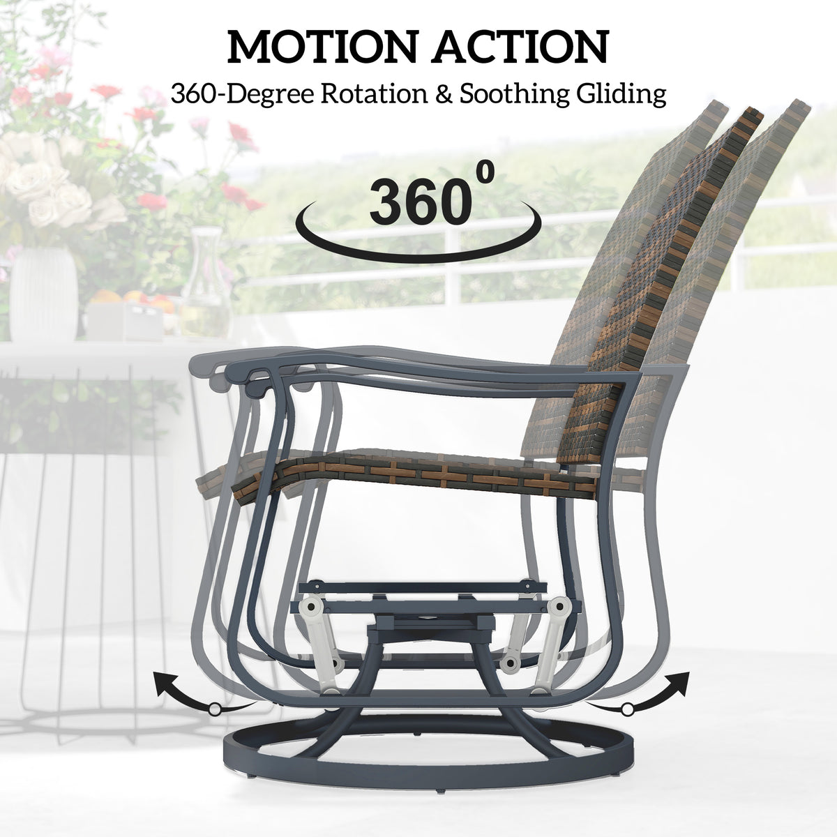 Supplier panel showing the 360 degree swivel and glide
