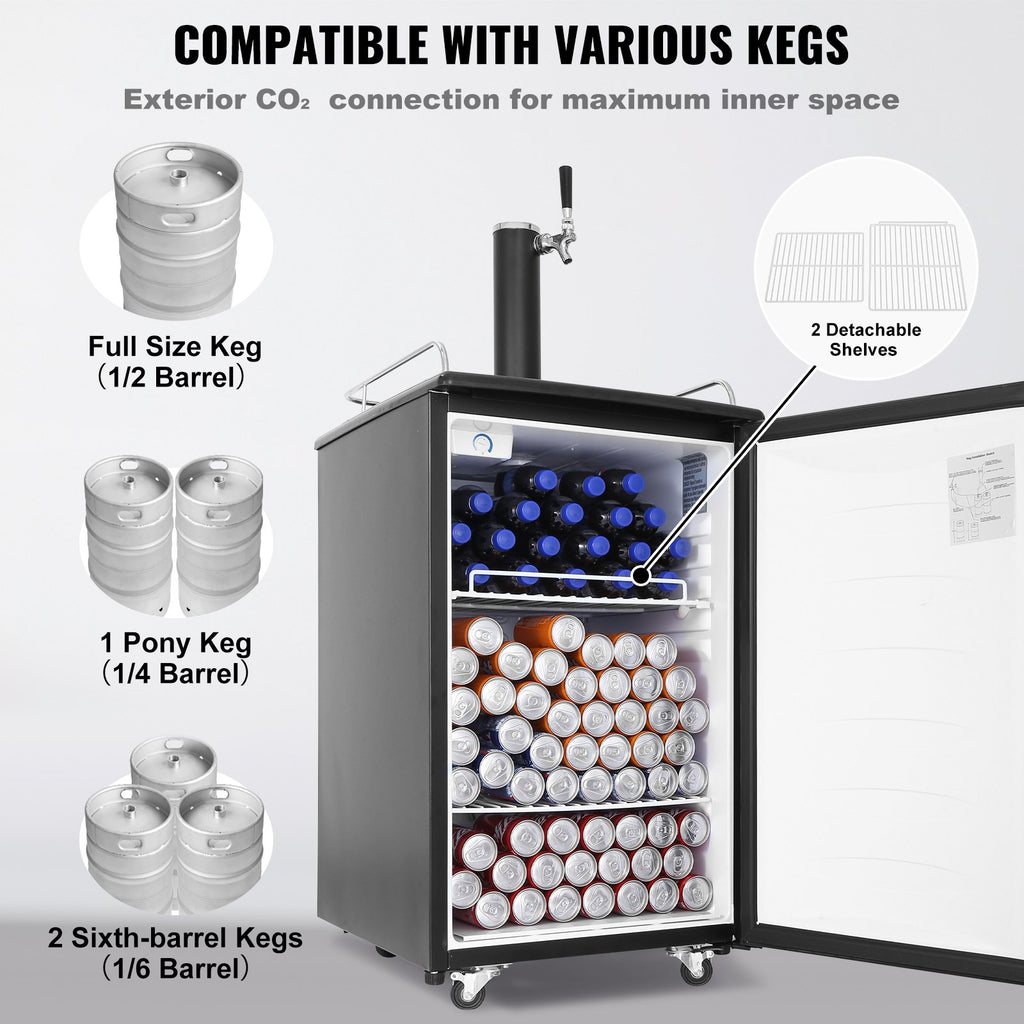 Supplier diagram of the sixth, quarter and half barrel sizes it accepts