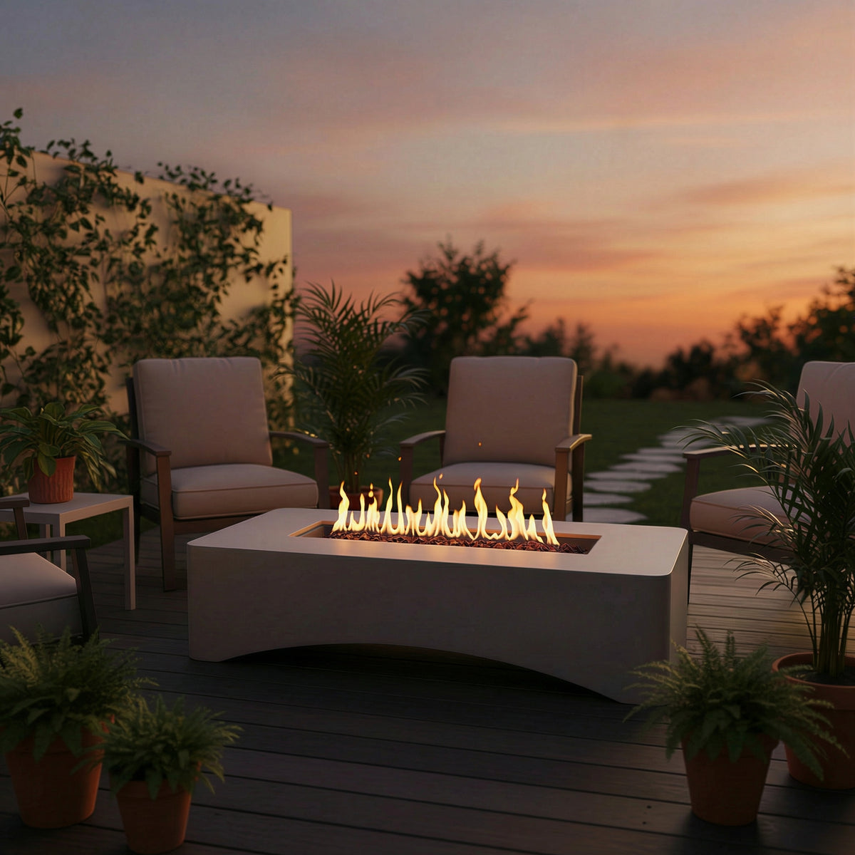 Fire table with the waterproof cover fitted