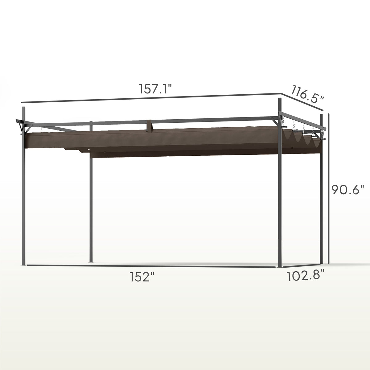 Supplier dimension drawing for the pergola frame