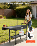 Grill cart folded for storage