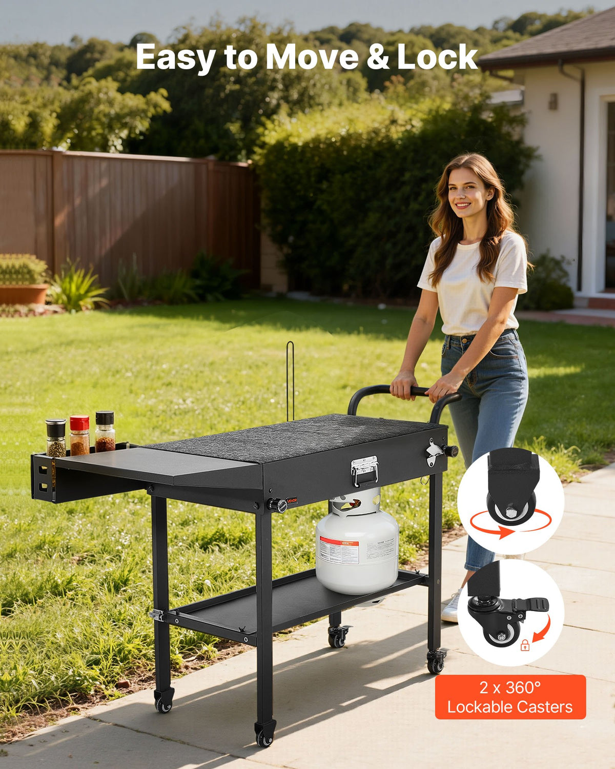 Grill cart folded for storage