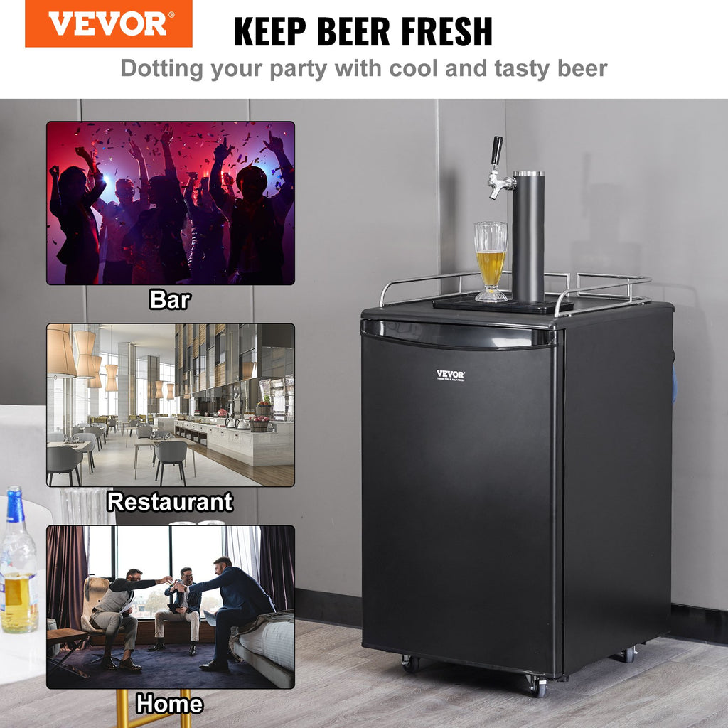 Supplier panel showing the kegerator in use at a home bar