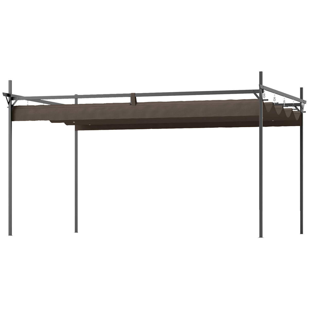 The pergola frame and canopy on a plain background