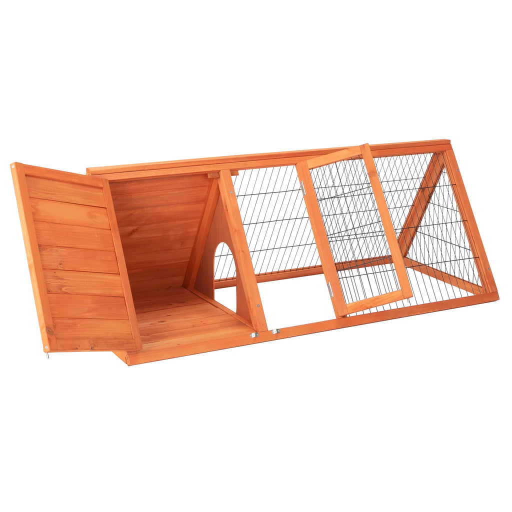 A-frame hutch with the end door open
