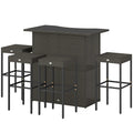 Five piece rattan bar set with high top table and four stools