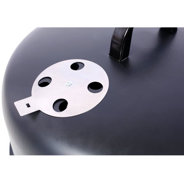 Close up of the adjustable vent damper on the smoker lid