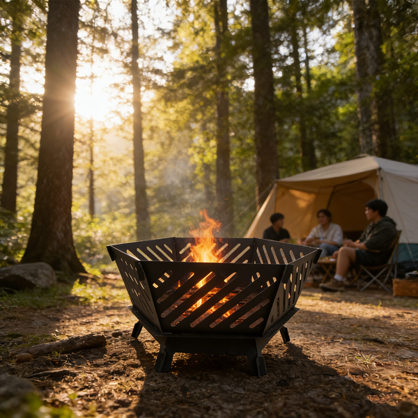 The fire pit in use