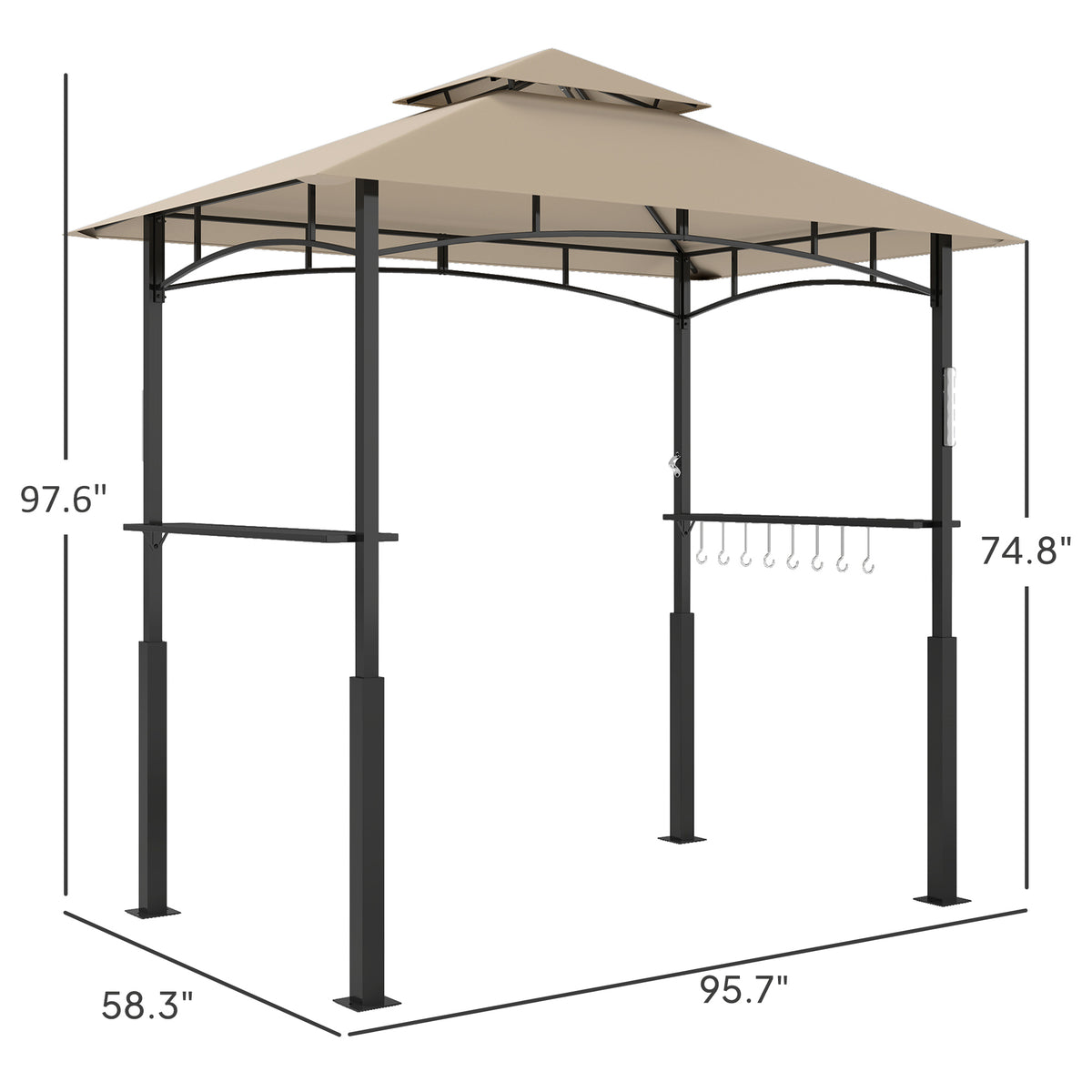Supplier dimension drawing: 97.6 inches tall, 95.7 by 58.3 inches