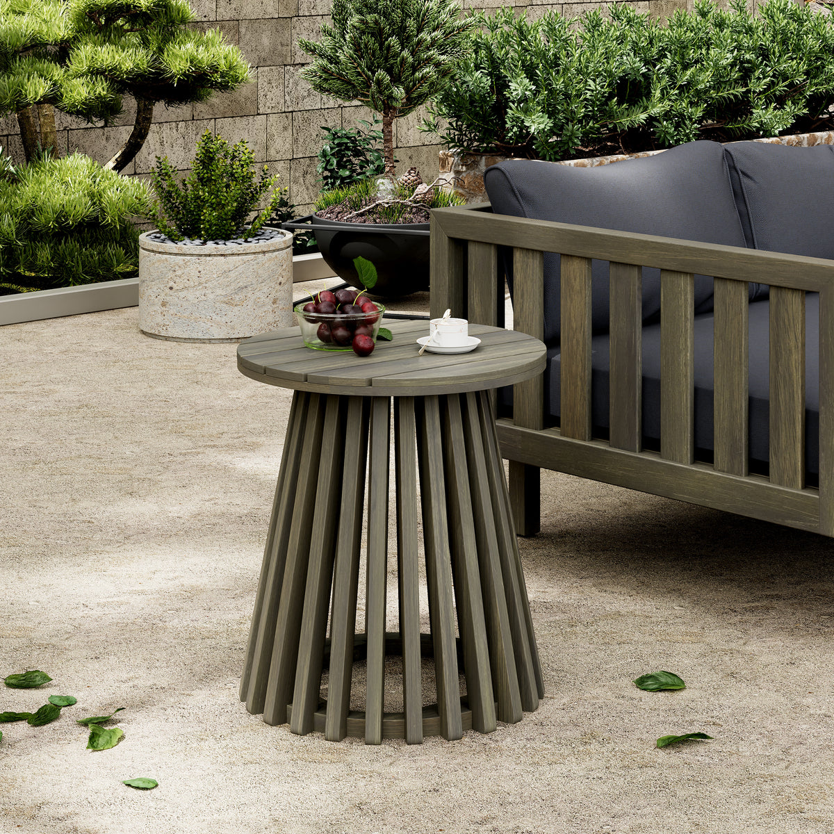 Round Acacia Side Table