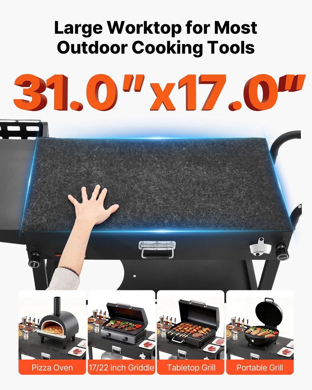 Foldable outdoor grill cart with side table