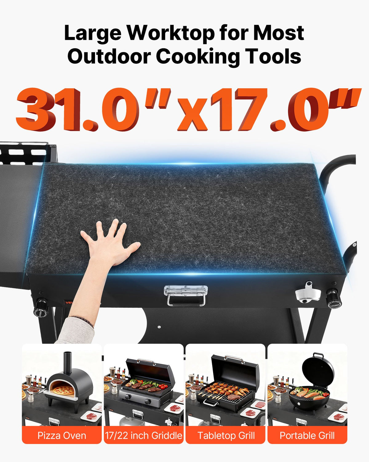 Foldable outdoor grill cart with side table