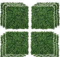 Four artificial boxwood panels showing the two-tone foliage and interlocking edges
