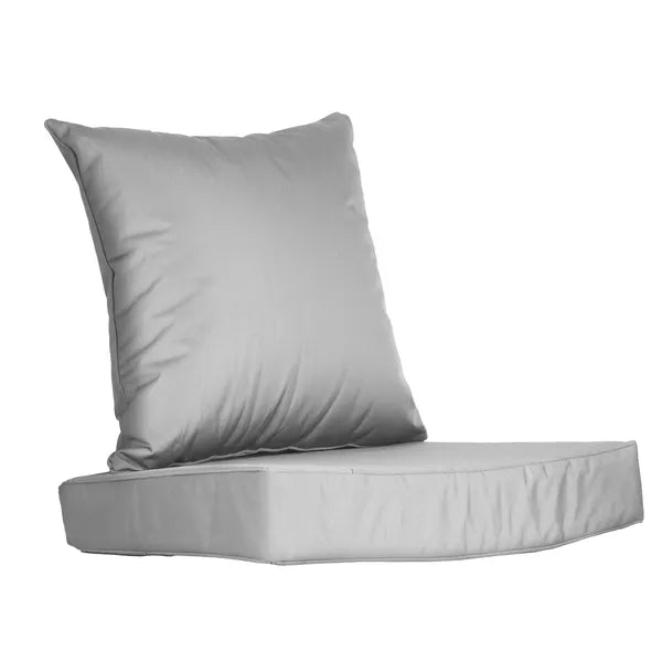 Seat pad and back pillow stacked, silver grey