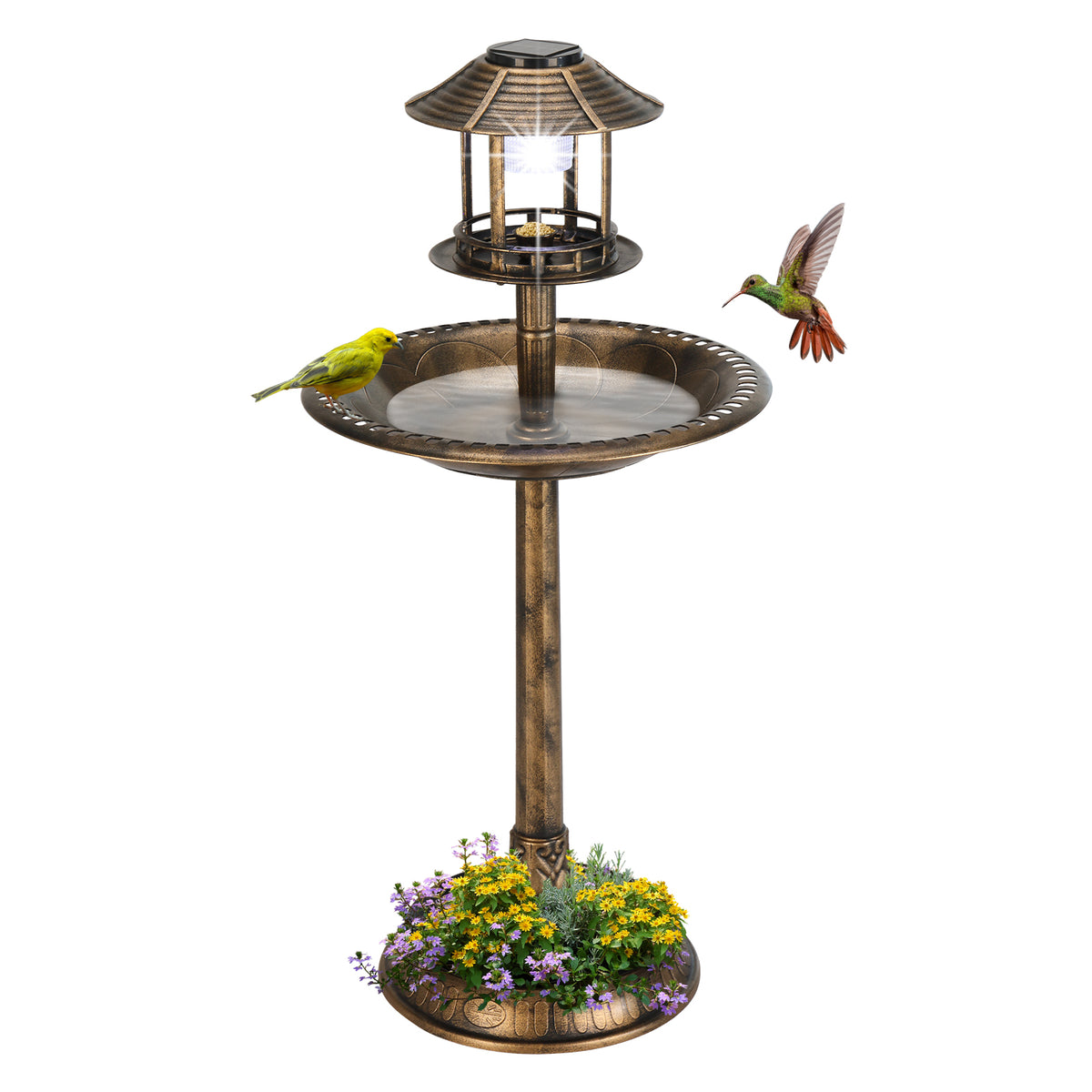 Solar-Lit Bird Bath