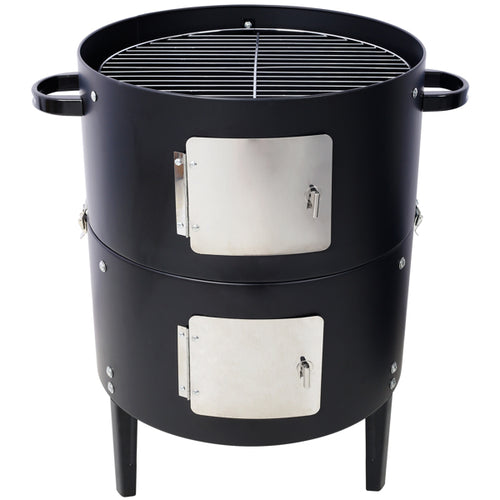 17 inch round charcoal smoker in black steel