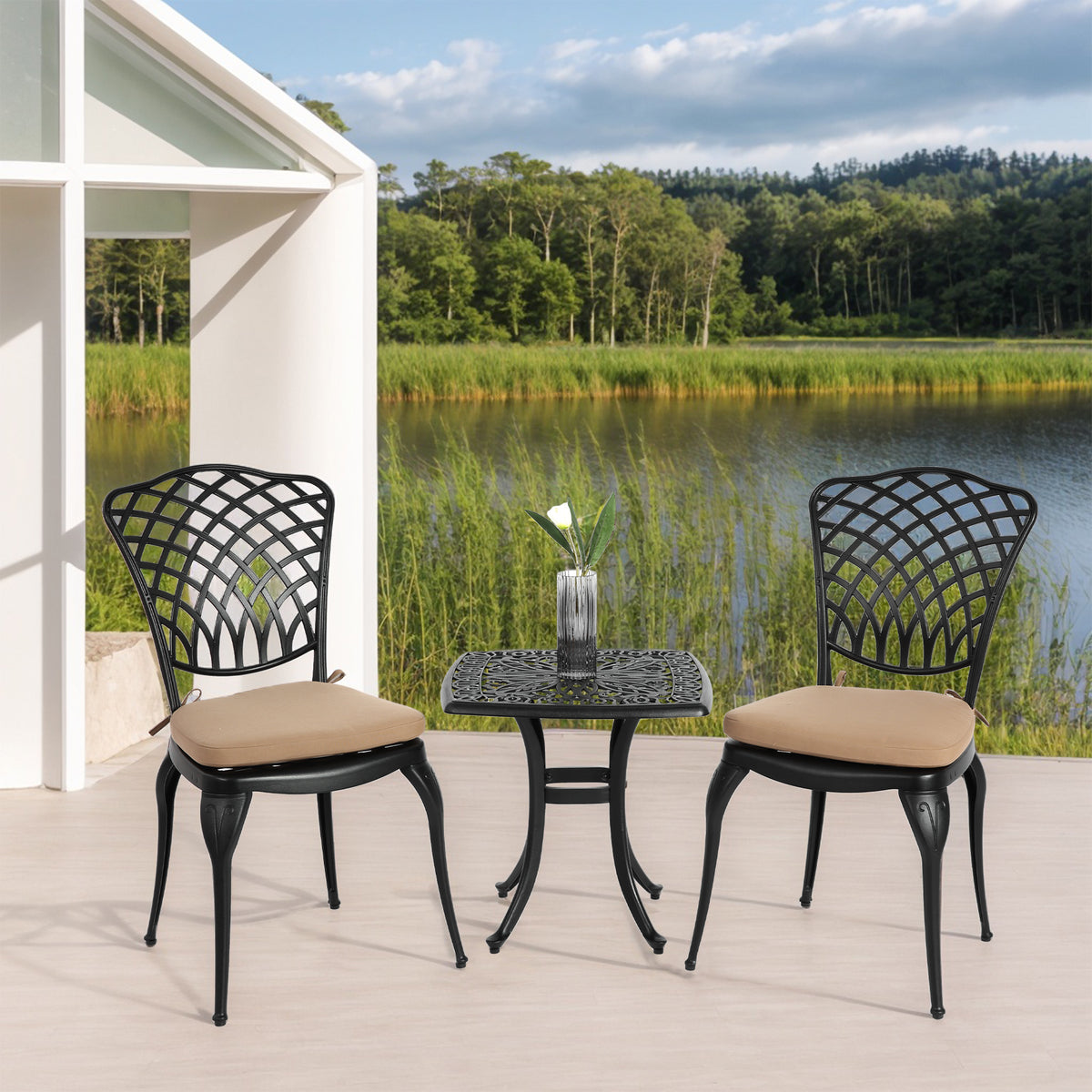 Three-Piece Cast Aluminum Bistro Set