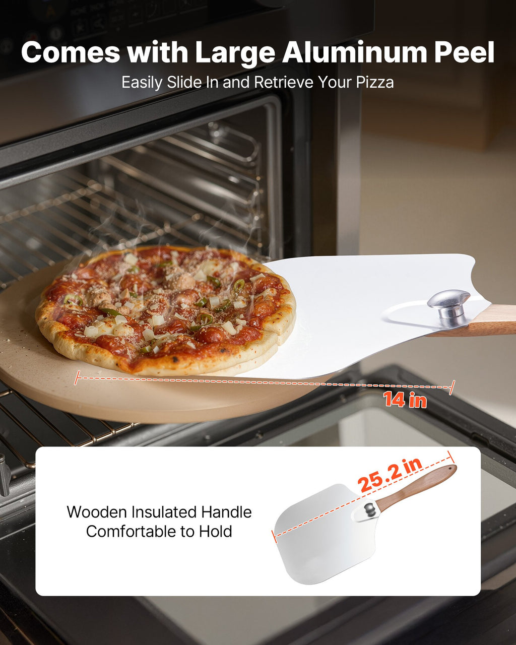 The stone in use with a pizza