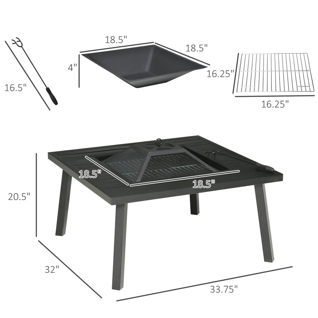 Fire pit showing the wide table rim around the bowl