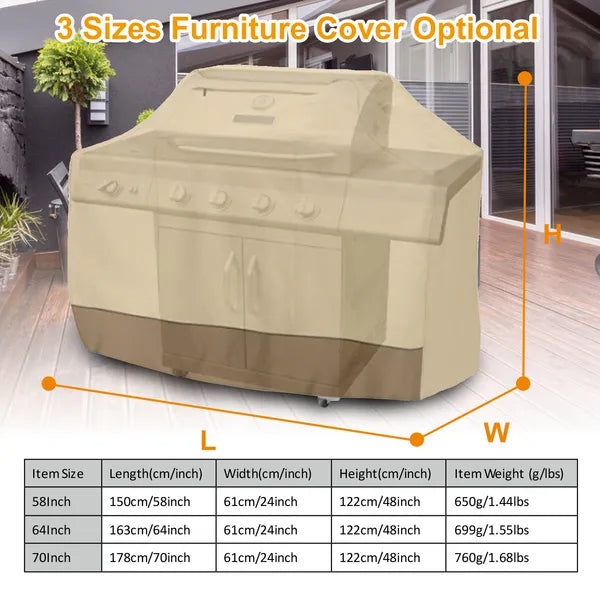 Supplier size chart for the 70-inch grill cover