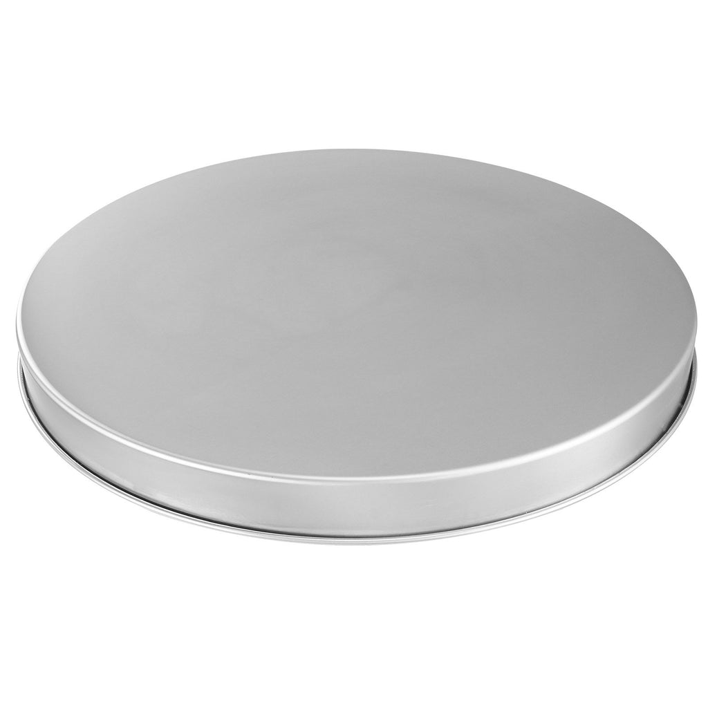 Solid stainless steel fire pit lid, 27 inch, shown from above