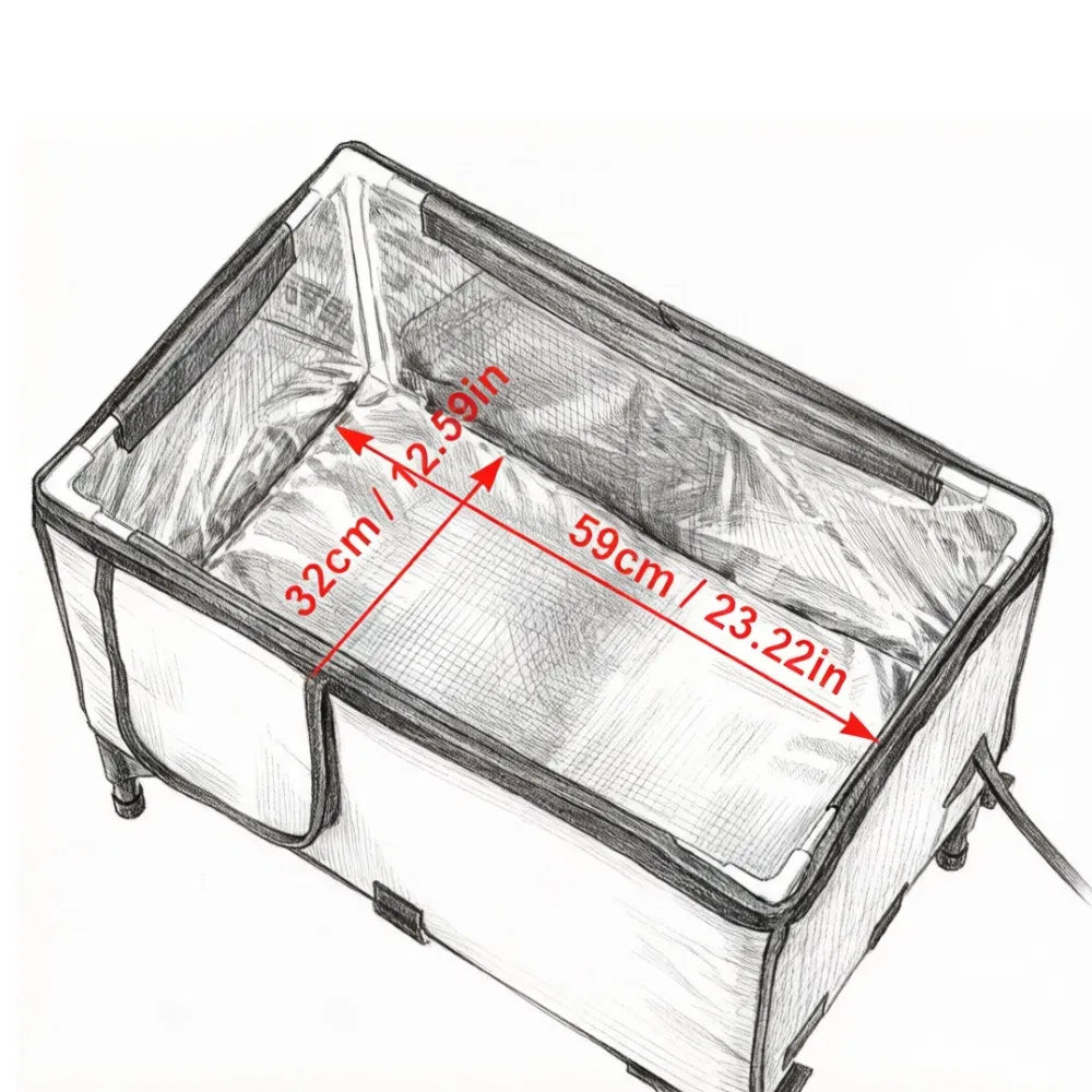 Dimension diagram for the heated cat house